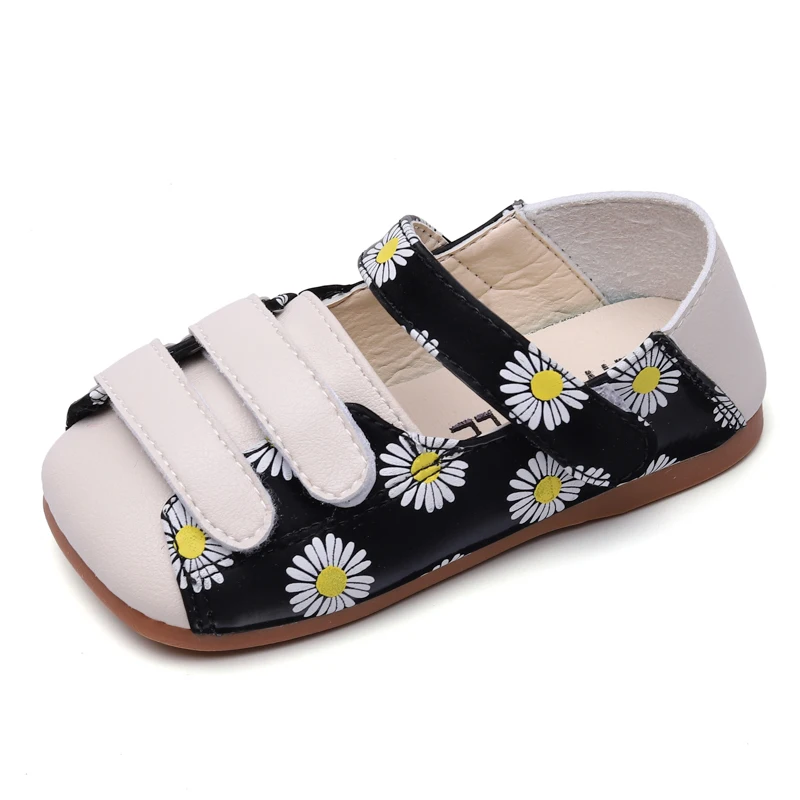 

Toddlers Girls Shoes Children Casual Sneakers With Daisy Flowers Soft Hook & Loop Princess PU For Students Sneakers Shoes Hot