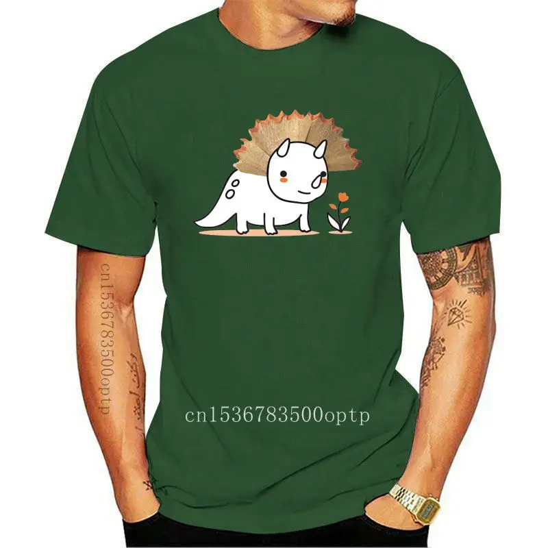 

New Men Casual Printed T shirt Tiny Triceratops Short Sleeve T-shirts Tee Tops