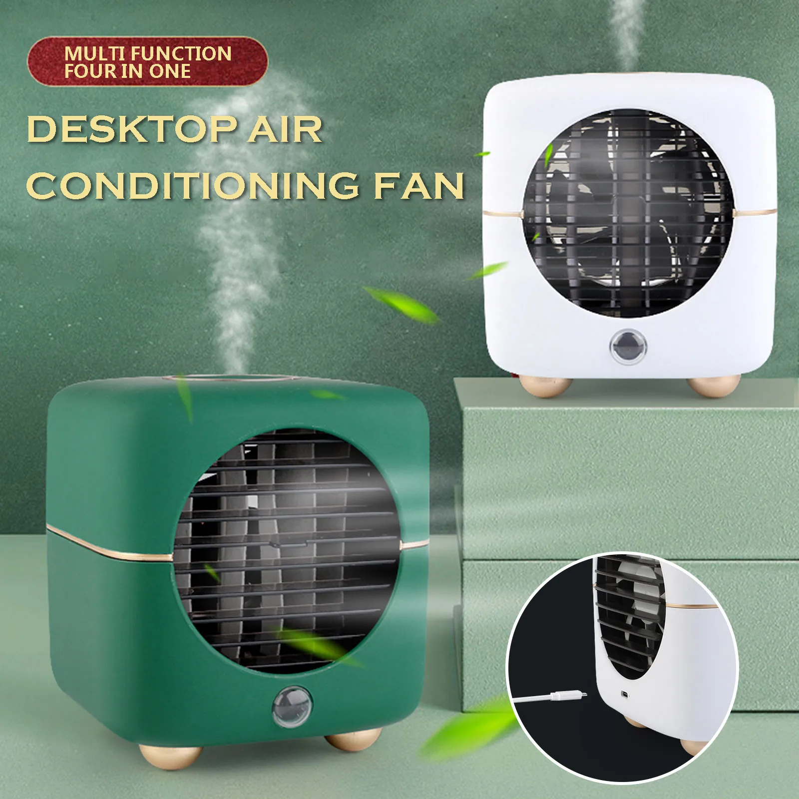 

2021 New Portable Air Conditioner Fan Mini USB Air Cooler Fan Cooling Humidifier Office Home Low Noise Operation Moisture Spray