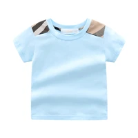 new 2021 summer fashion style kids baby clothes short sleeved cotton plaid stripes top boys and girls t shirt 1 6 years