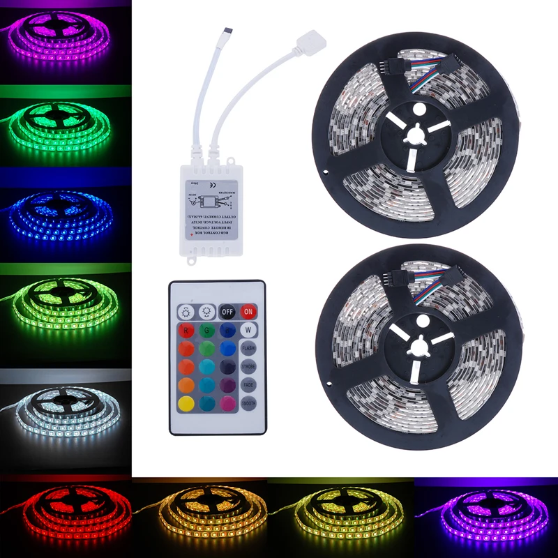 10 м 5050 SMD RGB 2X5M 600 светодиодный s светильник полосы ИК пульт дистанционного