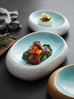 oval ceramic western steak ramen plate irregular dessert set plate household thick edged high end tableware kitchen accessories