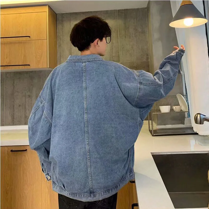 

Casual Jacket Men Solid Color Loose Slim Denim Jackets Plus Size Bomber Jacket Men High Quality Cowboy Jacket chaquetas hombre