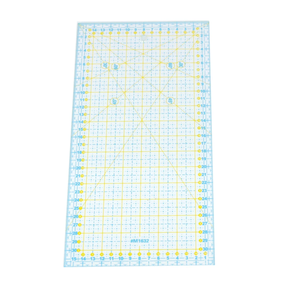 Линейка quliting (метрическая и имперская), для пэчворка, высококачественный акриловый материал, прозрачный шкала линейки, 16 х32 см, 1 шт., # M1632 Линейка quliting (метрическая и имперская), для пэчворка, высококачественный акриловый материал, прозрачный шкала линейки, 16 х32 см, 1 шт., # M1632