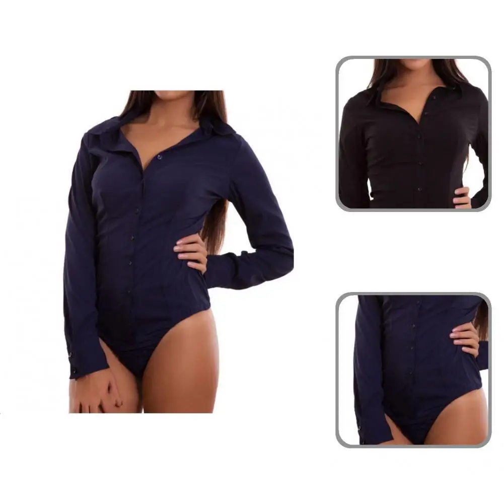 

Sexy Button Bodycon Work Bodysuit Fitted Bodysuit Skinny All-Match