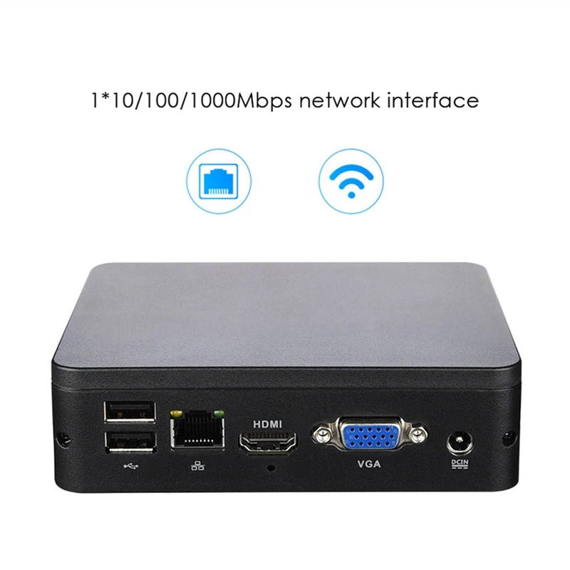 

MINI Host DDR3L Office Host HDMI+VGA Dual 4K Support Windows 10&Linux