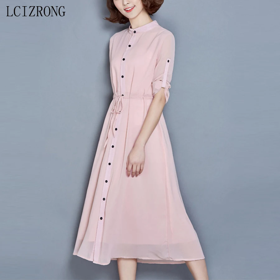 

Осеннее Модное шифоновое платье миди, женское элегантное офисное платье-рубашка с длинным рукавом, женское облегающее черное платье