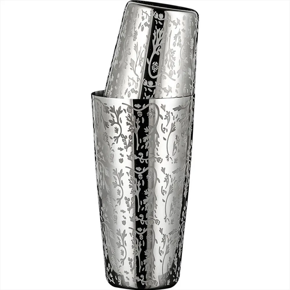 

Boston Cocktail Shaker Bar Etching Pattern Creative Carving Design Cocktail Shaker Jar Shaker Bar Accessories Ustensiles Bar