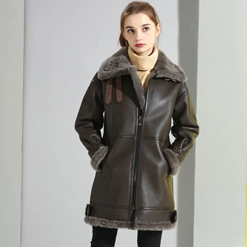 Женское длинное меховое пальто зимнее из натуральной овечьей шерсти 2020 | Женская