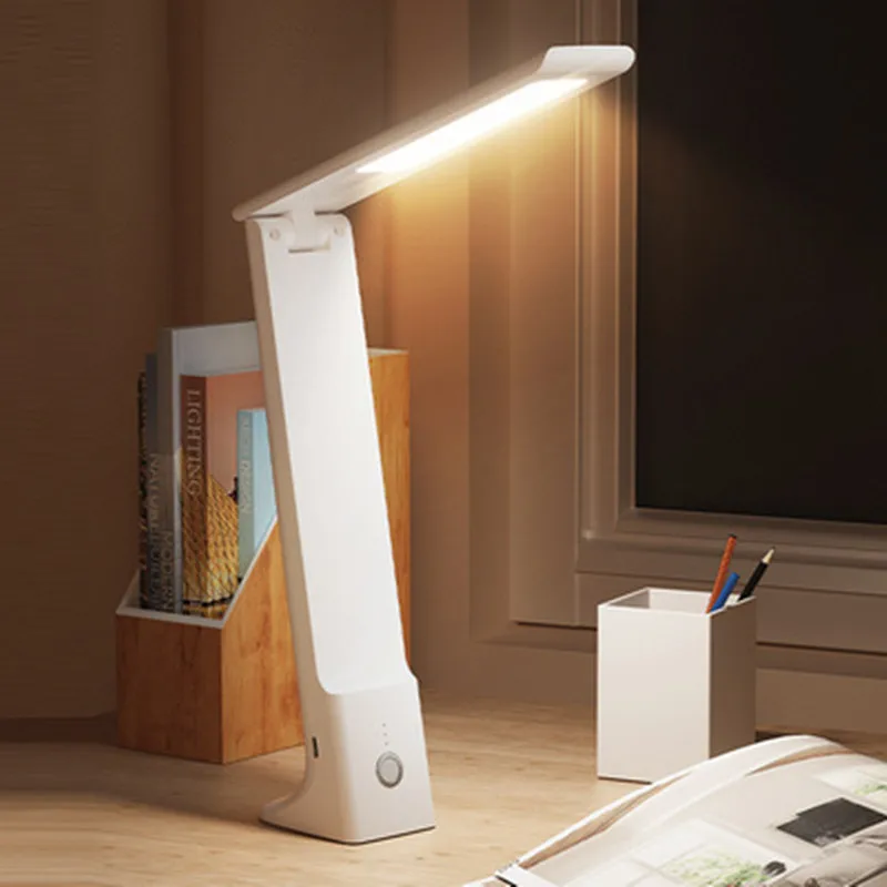 

USB Rechargeable LED Desk Lamp Stepless Dimmable Foldable Office Reading Light Touch Switch Eye Protected Bedside Table Lamp