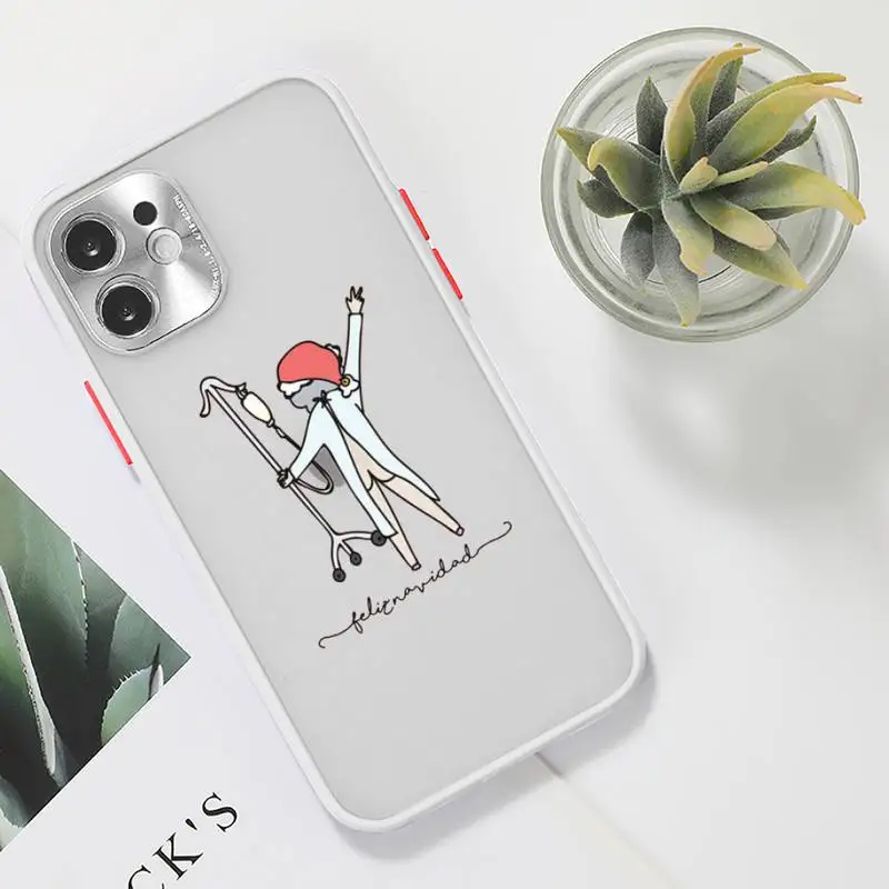 

Medicine Doctor Nurse Phone Case For iPhone 12 11 Mini Pro XR XS Max 7 8 Plus X Matte transparent White Cover
