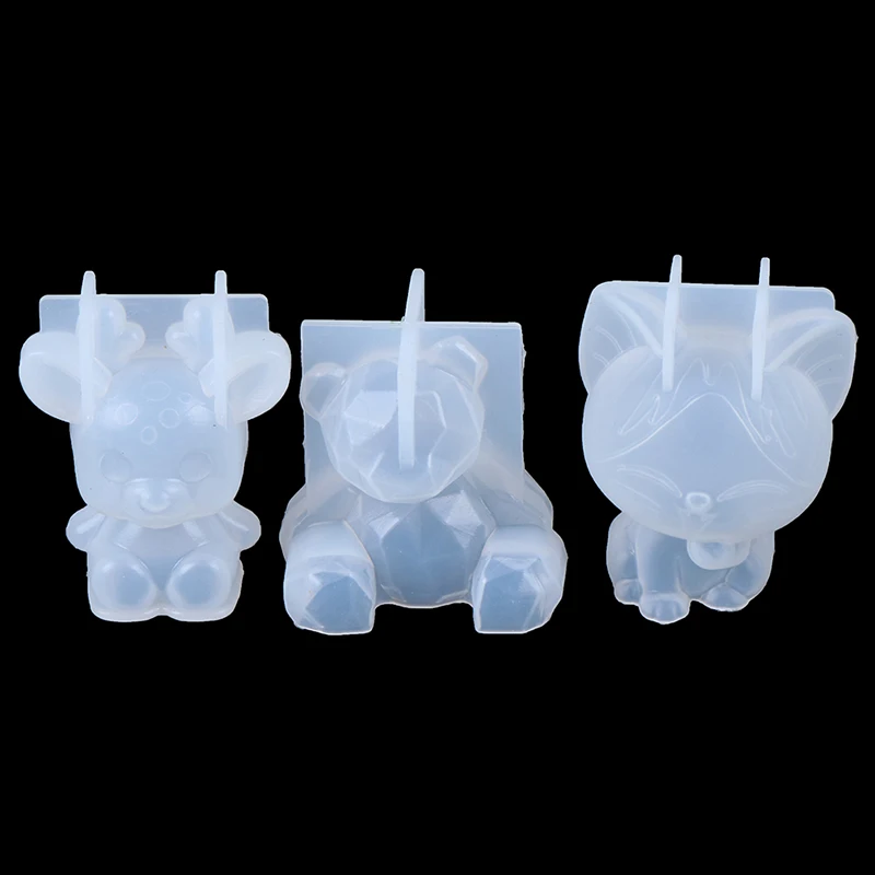 

3D silicone clear mold diy geometry stereo bear deer cat tiger orangutan mold animal mold decoration ornament mold cake tool