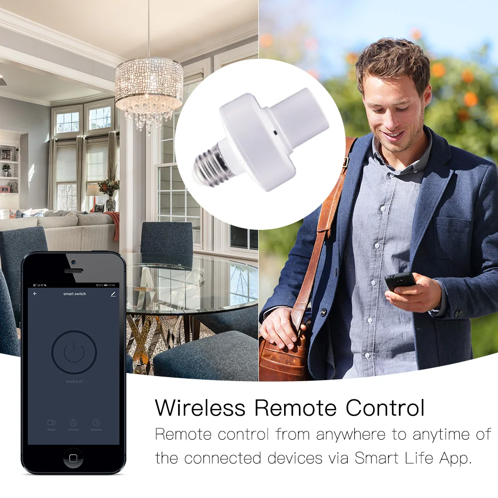WiFi Smart Light Bulb Adapter Lamp Holder Base AC Life/Tuya Wireless Voice Control with Alexa Google Home E27 E26 85-265V | Обустройство