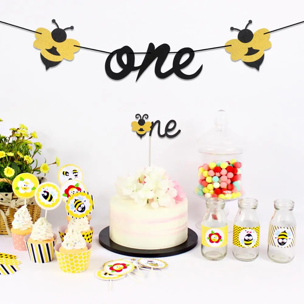 QIFU Bee Декор баннер гирлянда на 1 й день рождения ребенка товары для вечеринки в