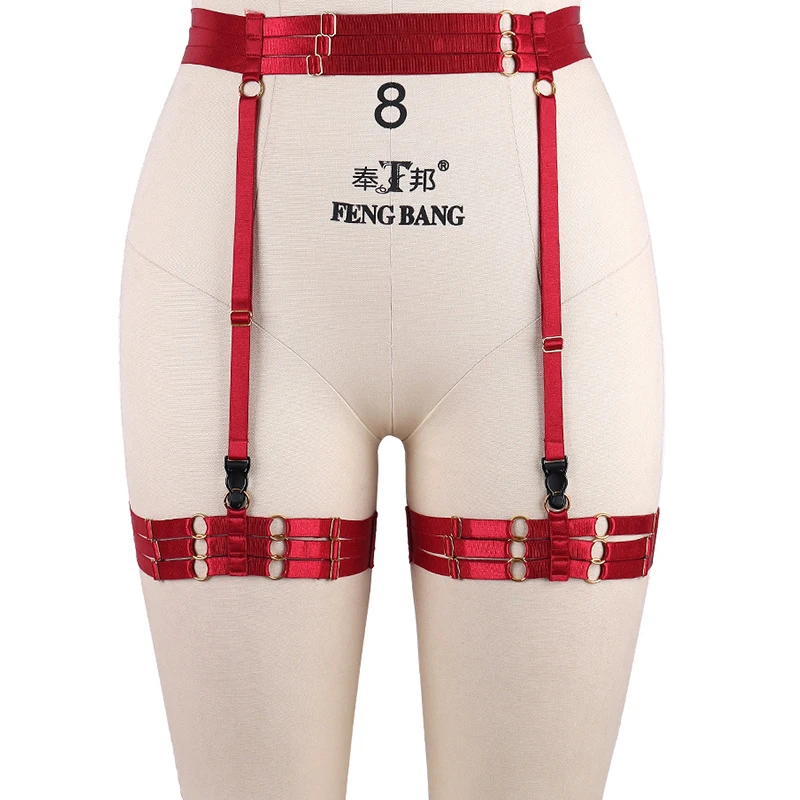 Винно красный пояс с подвязками жгут для ног съемный бондаж клетка тела