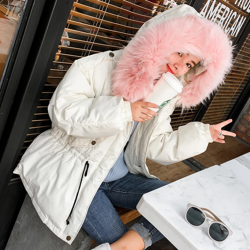 Fitaylor Женская куртка с капюшоном черная хлопковая парка большим мехом