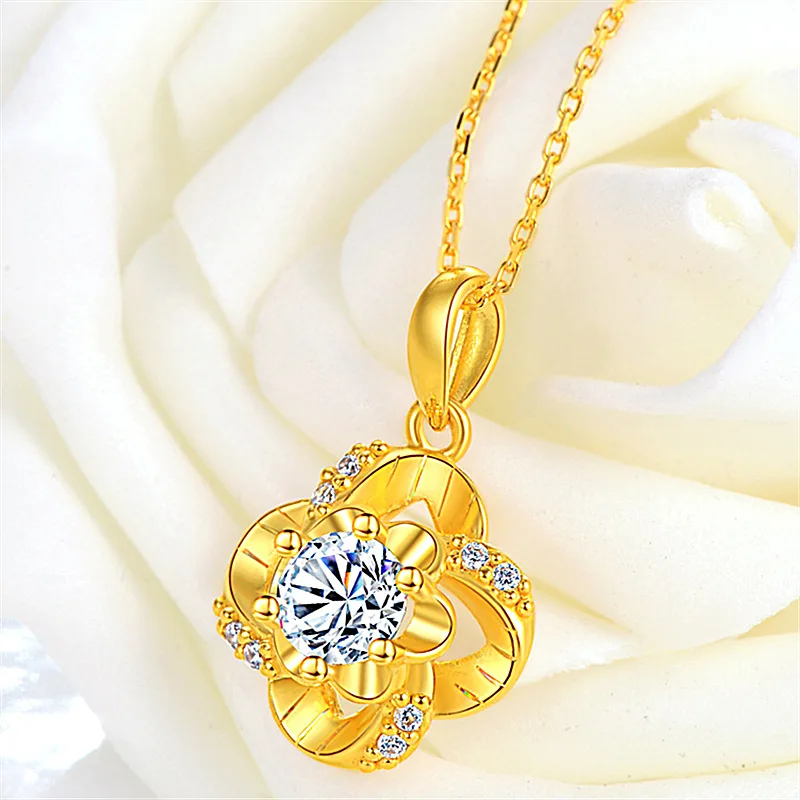 Изысканное женское колье из циркония с золотым цветком сливы аксессуары для