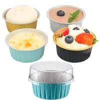 100pcs 125ml aluminum foil disposable cake baking cups pudding mousse dessert cupcake cake cups with lid pastry muffin cake mold