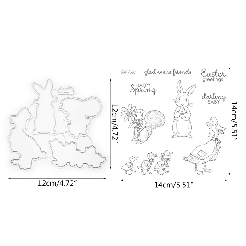 

Easter Greeting Duck Rabbit Silica Seal Cutter Dies Scrapbooking DIY PhotoAlbum Decor