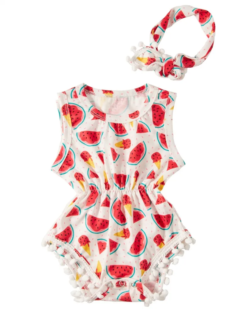 Модный боди с принтом фруктов и клубники для маленьких мальчиков девочек