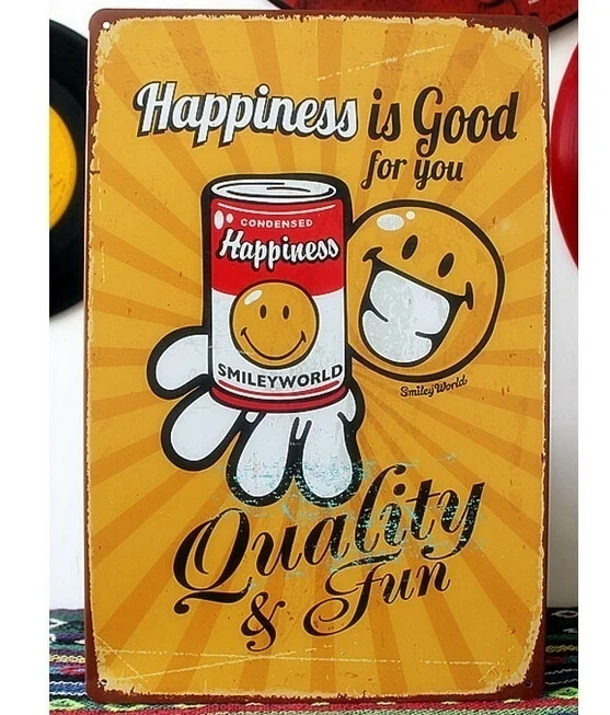 

Happiness Smiley Face Metal Vintage Tin Sign Home Living Room Wall Paper Wall Mural Sticker