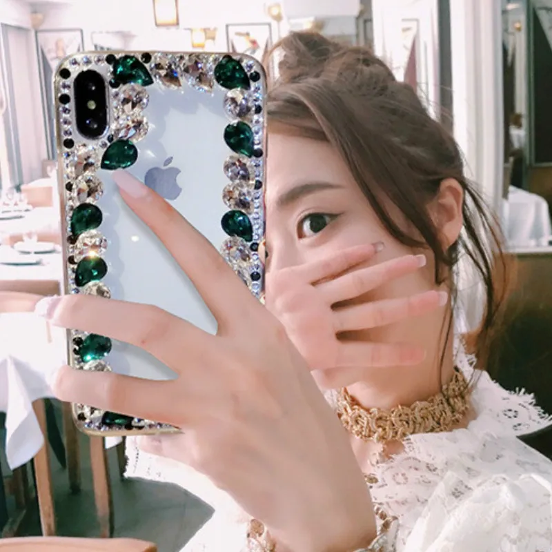 Fashion Phone case with jewels Luxury 3D Glitter Shiny Handmade Crystal Rhinestone Diamond Bumper Clear ProtectiveCase Cover |