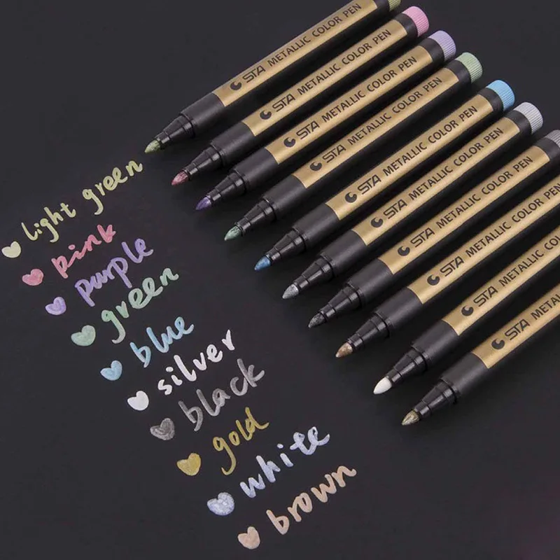 

10 Pcs/lot Metallic CD Ceramic Glass Plastic School Art Supplies Markers Brush Pen Fineliner Permanent Marker Whiteboard 04311