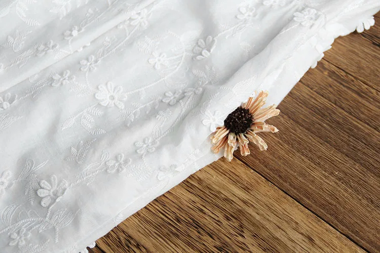 

New Summer Women Dress Literary Floral embroidery Loose O-Neck Short Sleeve Cotton midi Dress Women