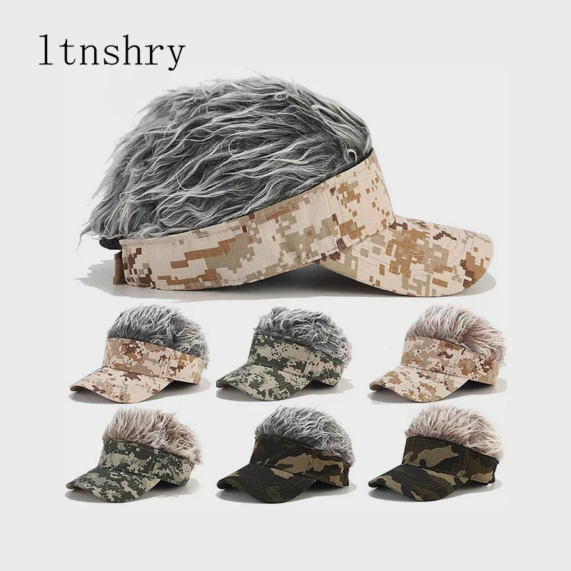 Модная кепка с париком мужская и женская бейсболка камуфляжная солнцезащитным