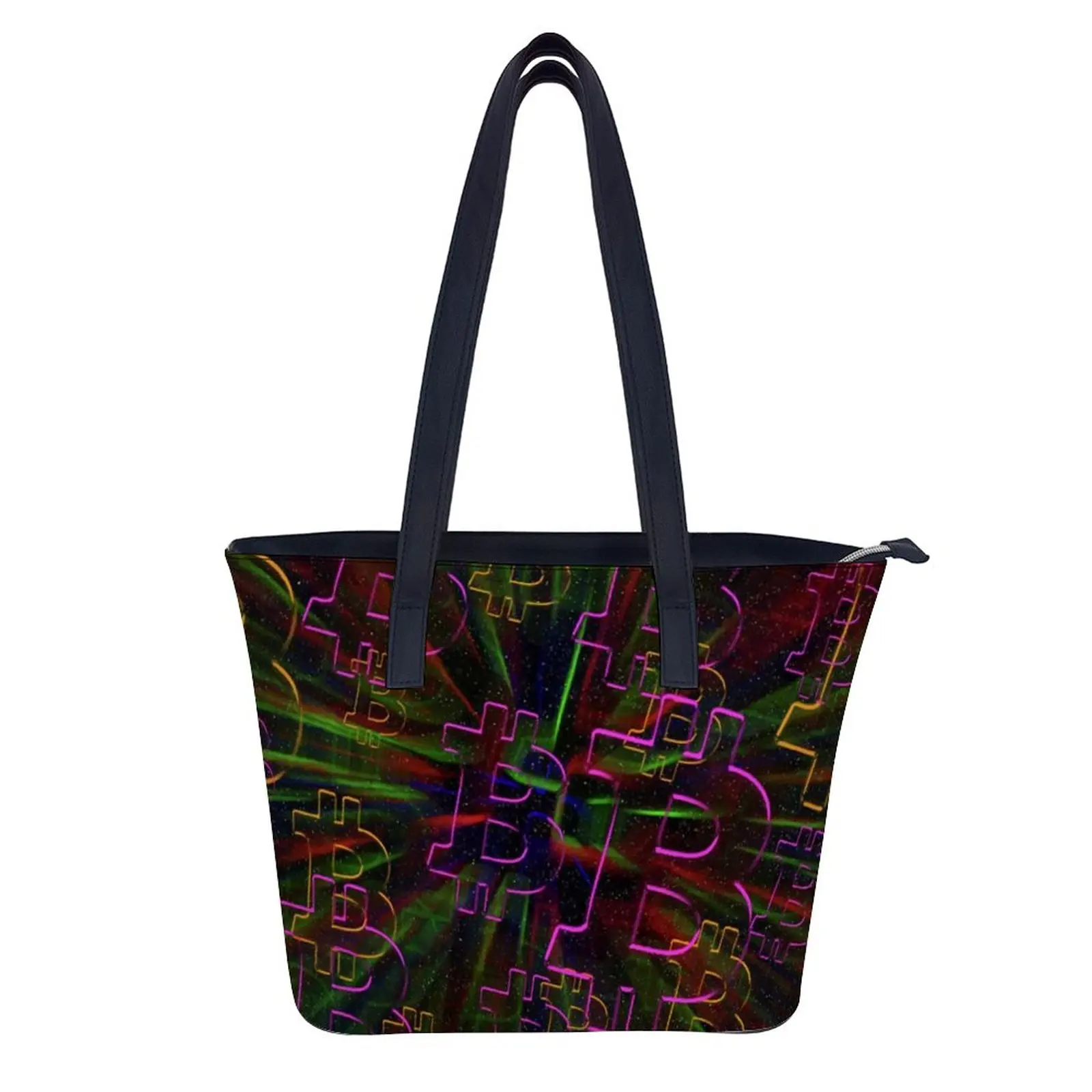 

Bitcoin Shoulder Bag Business Leather Handbag Funny Streetwear Ziplock Girl Shopping Bag