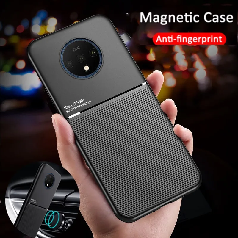 Car Magnetic Holder Case For Oneplus 7 Pro 7T Ultra-Thin Leather Armor Soft Cover For One plus 7 T 7T 8 Oneplus7 1+7T Coque Capa