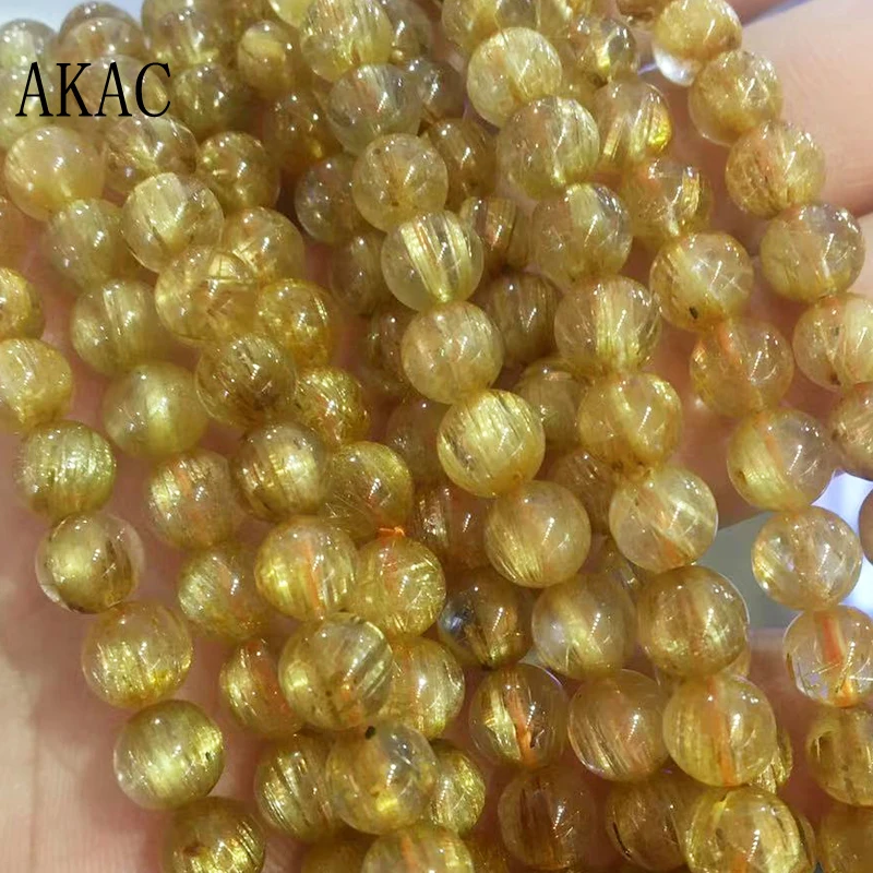 

Approx6-6.5mm approx80beads AAAAAA 100% Natural golden rutile quartz round bracelet beads for diy making