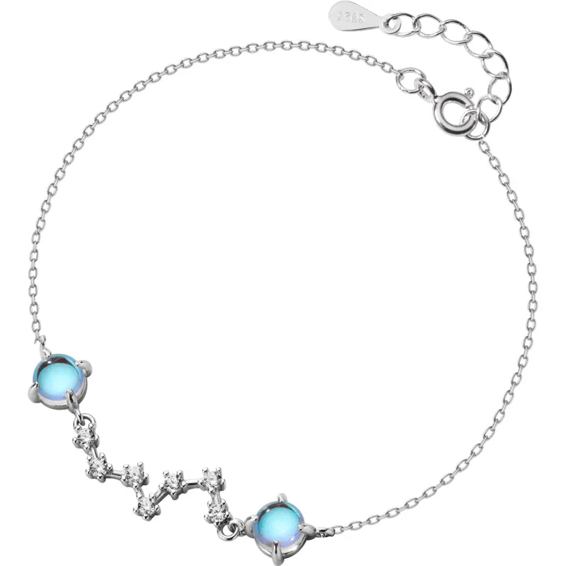 

925 Sterling Silver Big Dipper Aurora Crystal Bracelet 19.5CM Chain Fine Jewelry For Women Lady Daughter Gift