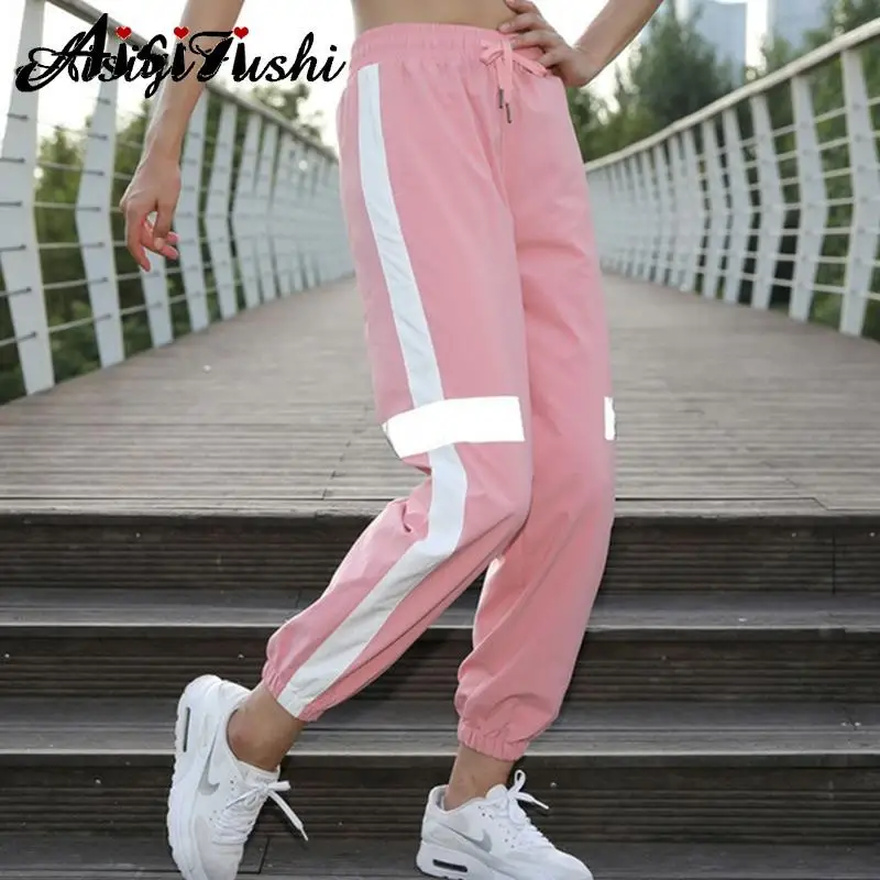 Брюки-Багги женские со светоотражающими полосками свободные спортивные