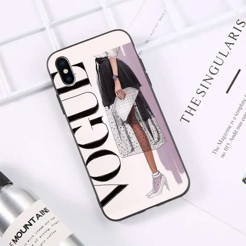 

HTxian VOGUE Christmas Girl Soft black Phone Case for iPhone 11 pro XS MAX 8 7 6 6S Plus X 5 5S SE XR casese 2020