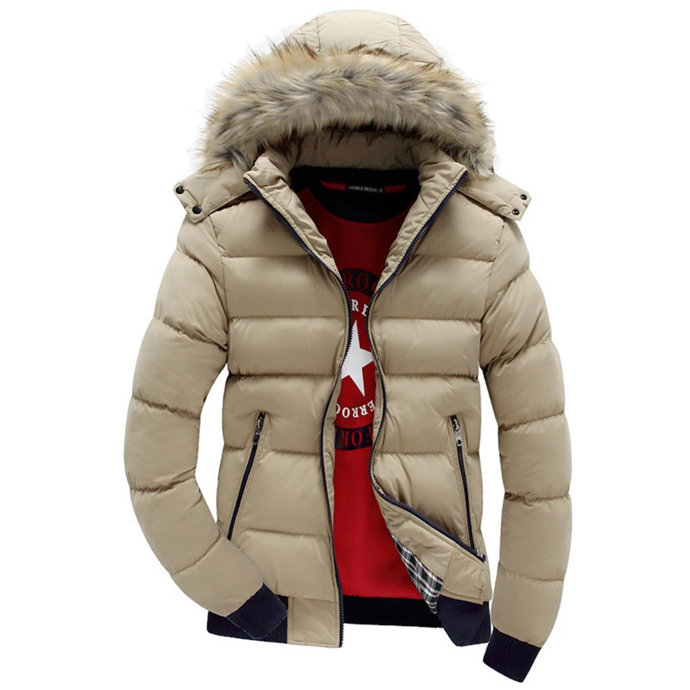 Winter Spring Jacket Men Fur Collar Hooded Warm Outwear Man Patchwork Parka and Coats Windbreaker Parkas Male Casual Wear