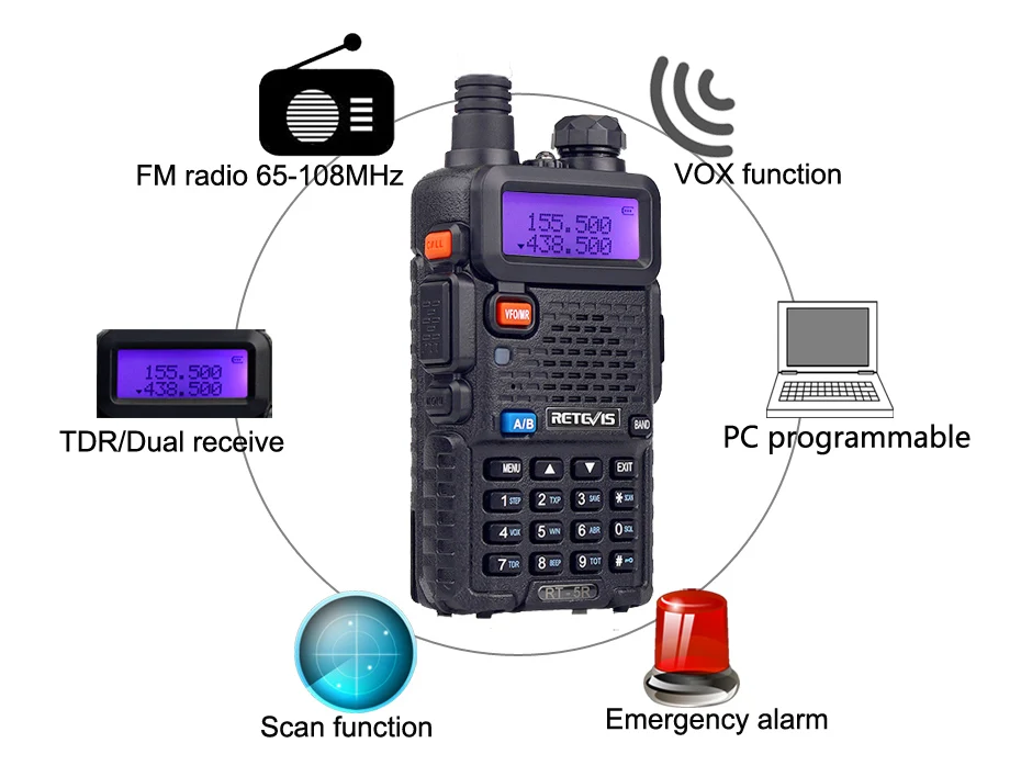 10 шт. RETEVIS RT5R Walkie Talkie VHF UHF двухдиапазонный любительский радиоприемник VOX FM двухсторонний радиоприемник для Baofeng UV-5R UV5R