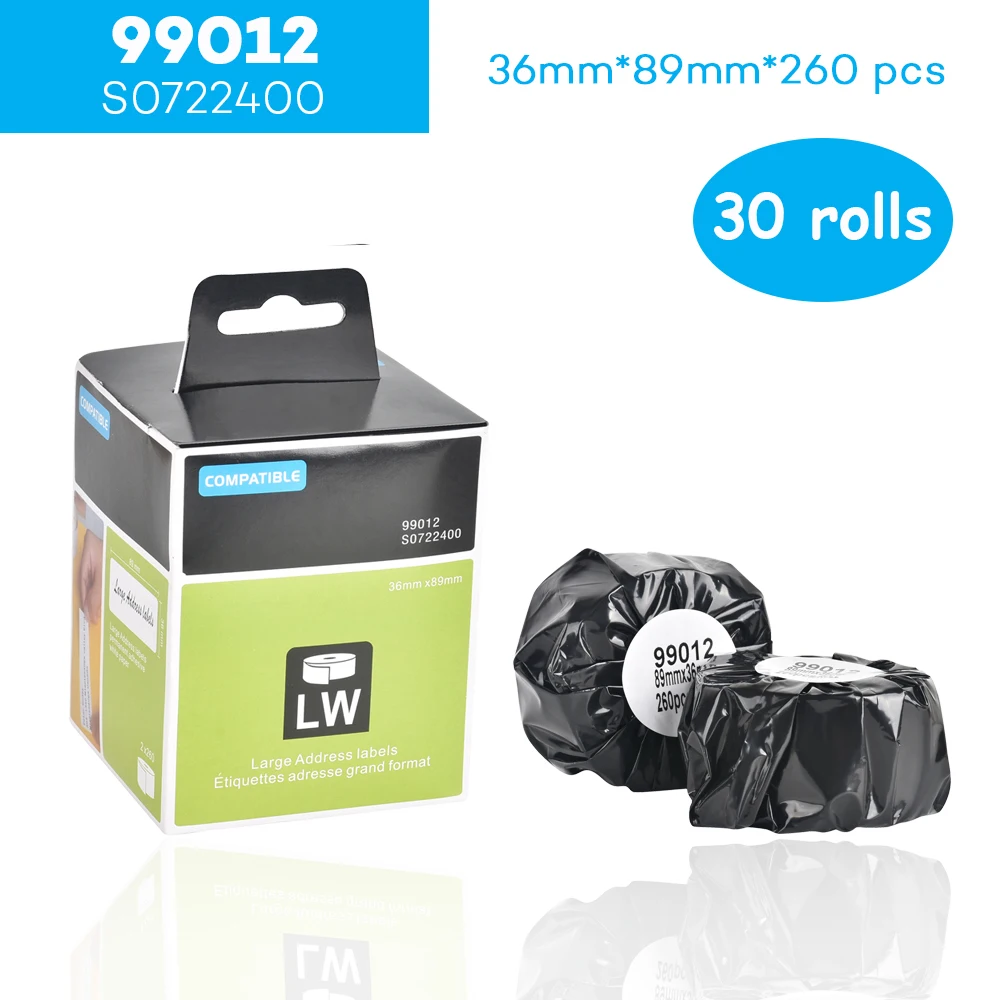 CIDY 30 шт 99012 89 мм * 36 м для принтеры Этикеток Dymo совместимые ленты этикеток Labelwriter 450 |