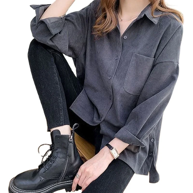 

Shirt girl 2021 new Korean version of the loose design sense of the niche in the long jacket stacked shirt bottoms