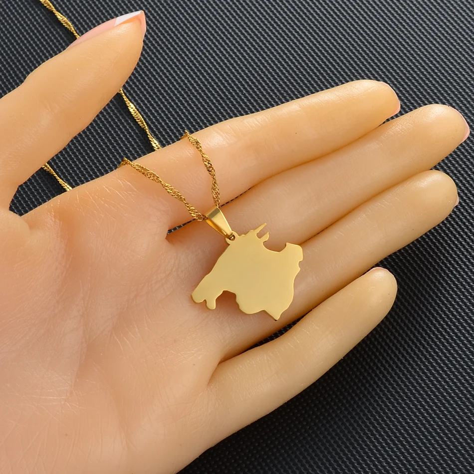 

Anniyo Mallorca Spain Map Pendant Necklaces Gold Color Chains Jewelry #165221