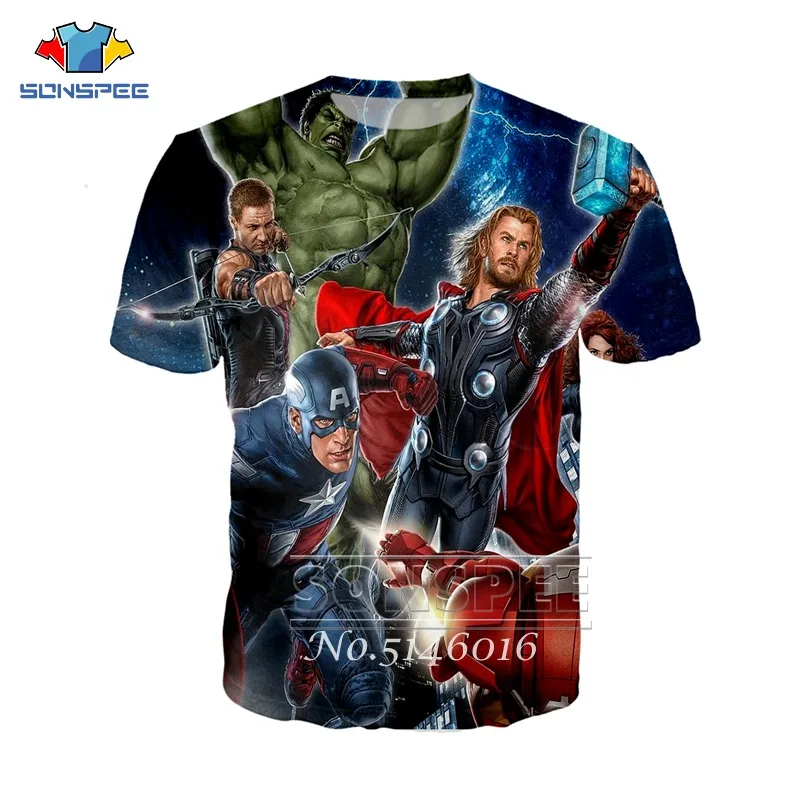 SONSPEE 2019 новый дизайн футболка для мужчин/женщин Мстители эндигра 3d Принт футболки