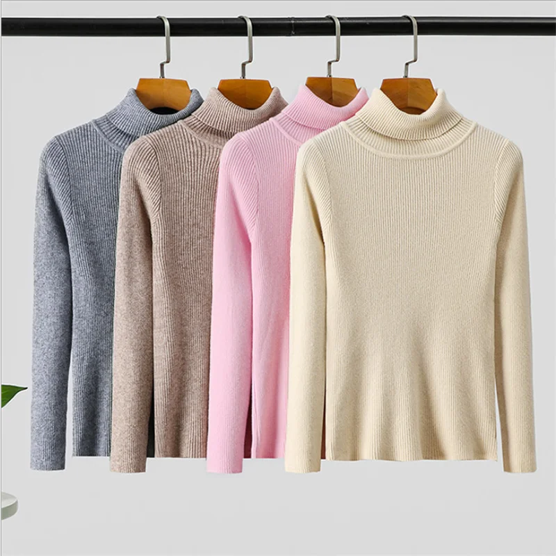 Свитер-водолазка Женский однотонный приталенный Осень-зима | Женская одежда