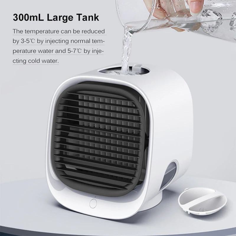 

USB Desk Mini Fan Portable Air Cooler Fan Air Conditioner Light Desktop Air Cooling Fan Humidifier Purifier For Office Bedroom