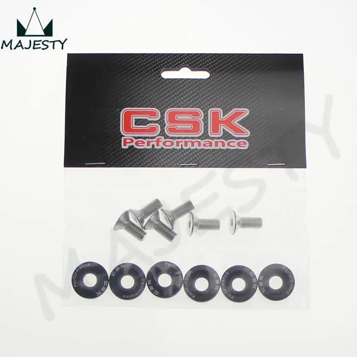 6 PIECE M8 HEX FASTENERS FENDER WASHER BUMPER ENGINE CONCAVE SCREWS JDM BLACK |