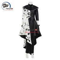 cruella de vil costume cosplay adult kids cruella dress gown black white polka dot maid dress custom made