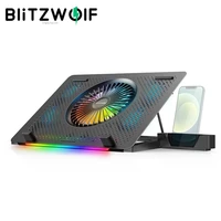 blitzwolf bw hs1 portable laptop cooling pad rgb light cooling fans metal panel adjustable bracket notebook stand for laptop