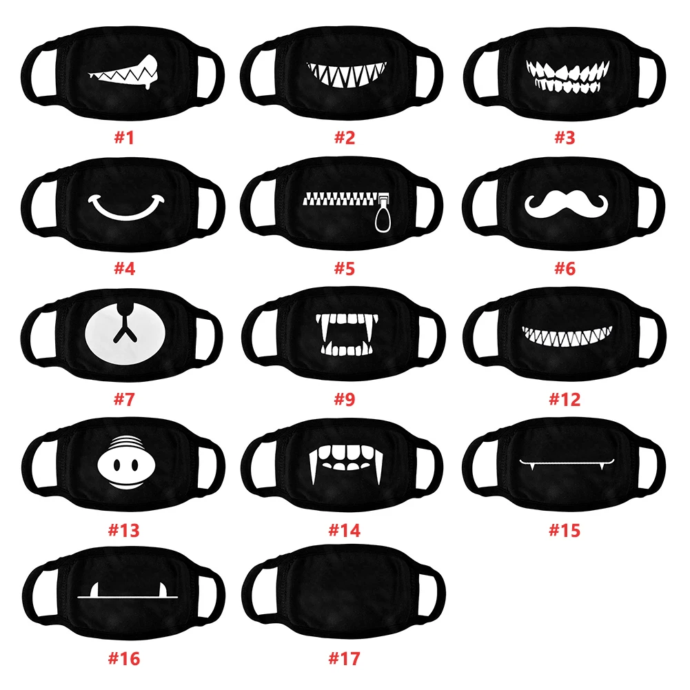 14 типов новых моющихся милых зубов мультфильм шаблон лицо рот маска хлопок