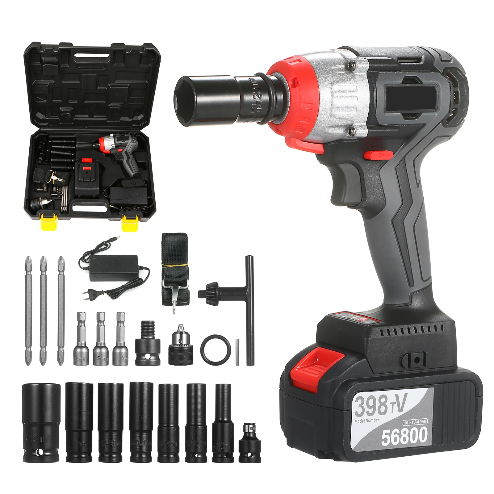 

Cordless Impact Wrench Kit Brushless Drill Quick Chuck 980Nm Torque Fast Charger Variable Speed Multifunction Impact Kit
