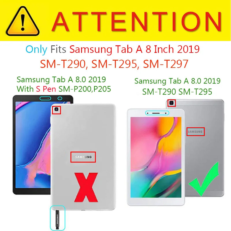 Чехол для планшета из искусственной кожи Samsung Tab A 8 0 2019 чехол с откидной крышкой