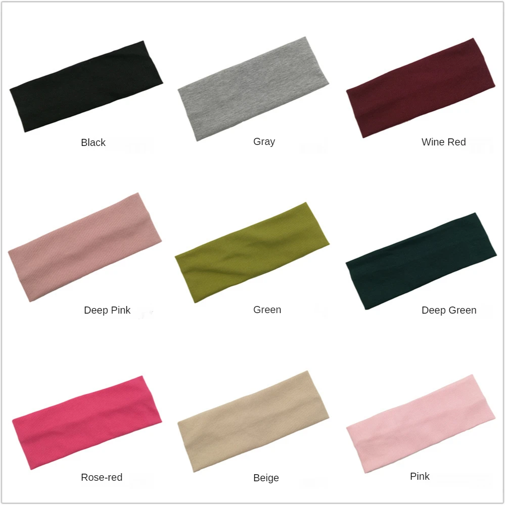

Casual Headbands Knitted High Quality Yoga Hair Bands Elastic Cotton Women Wide Stretch Ribbon Turbans Accessories Dance Biker